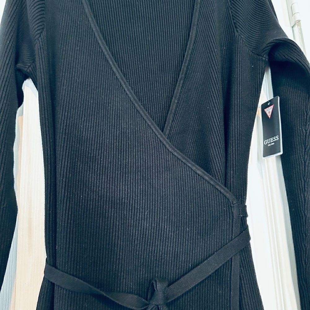 GUESS Women's Long Sleeve Everly Wrap Sweater Dress - Picture 8 of 9